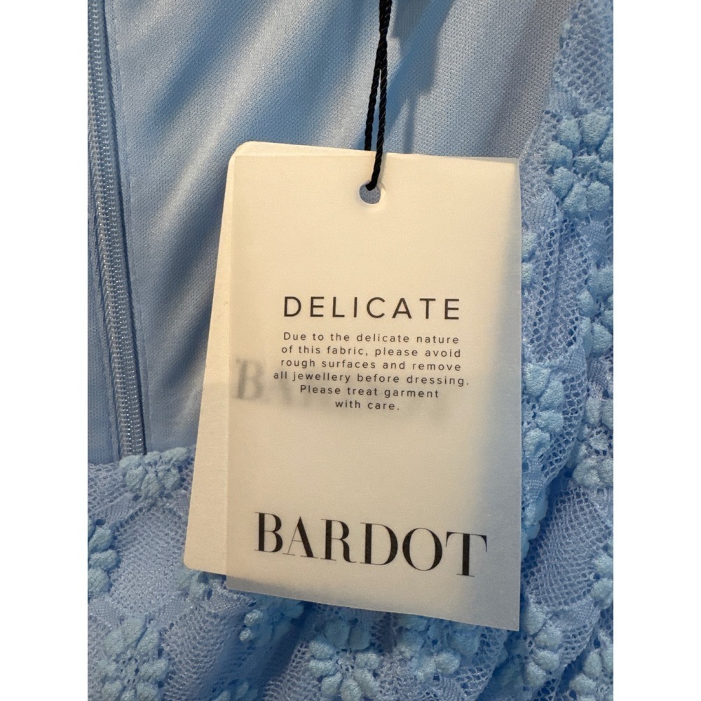 Bardot Light Blue Lace Square Neck Long Sleeve Maxi Dress Cornflower - Picture 8 of 13